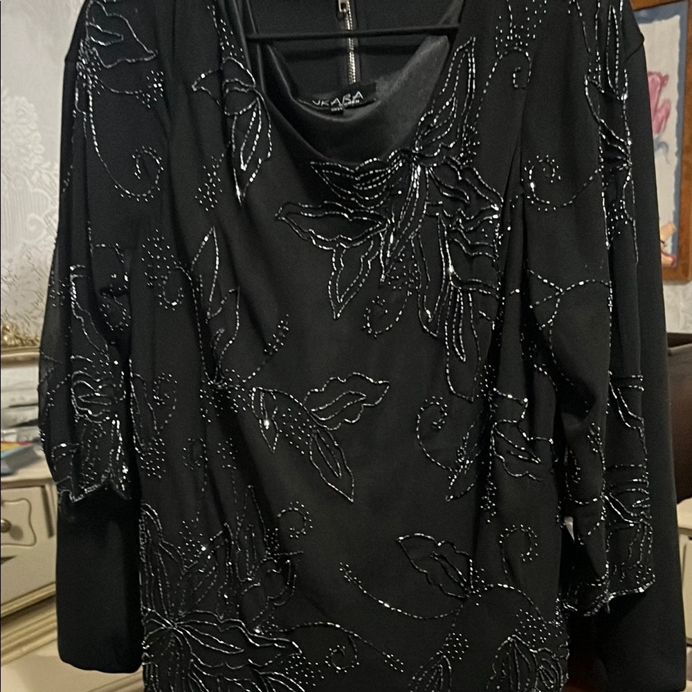 Elegant Black Beaded Women's dress